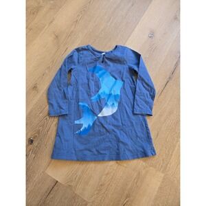 Tea Collection Little Girl's Flock of Doves Blue Long Sleeve Cotton Dress Size 3